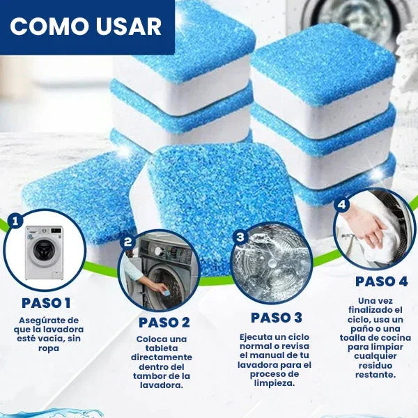 PACK PASTILLAS LIMPIADORAS OFICIALES PARA LAVARROPAS - EUFORIA EN CASA