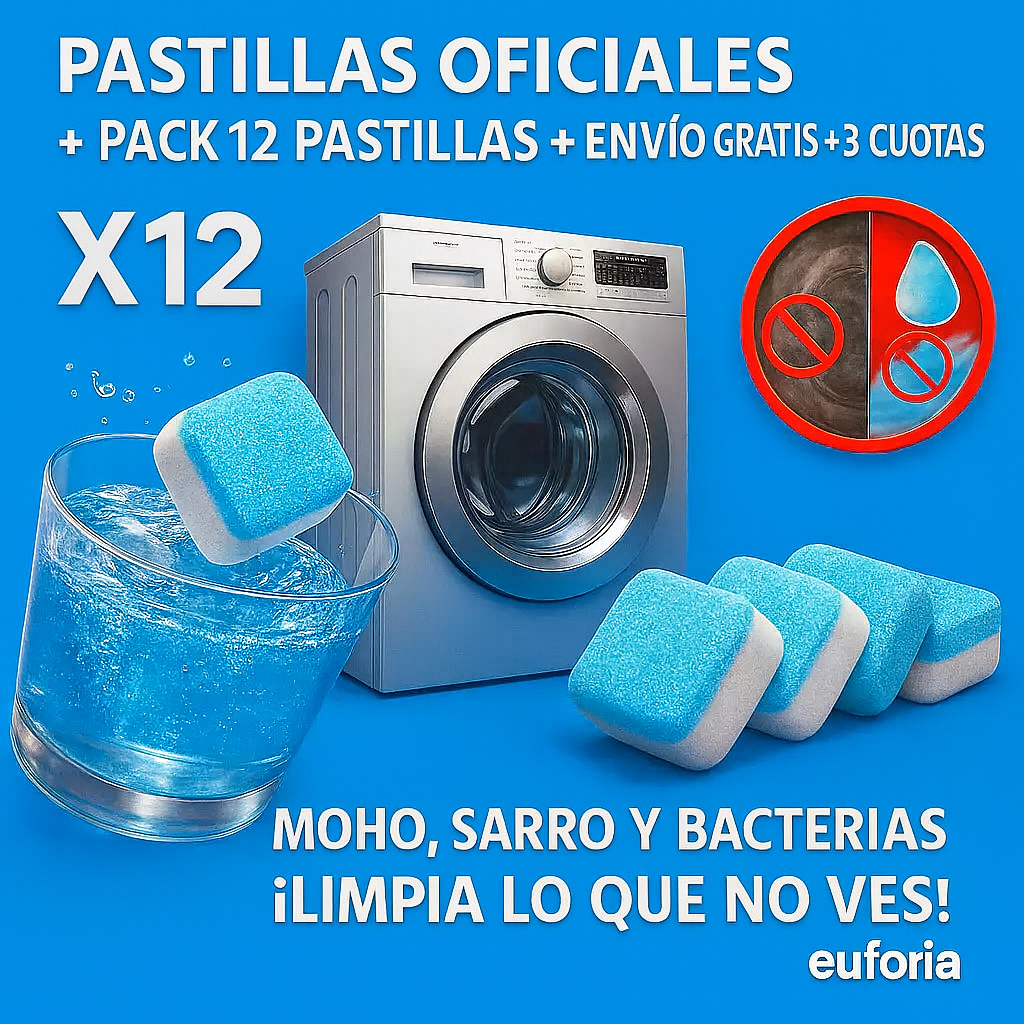 PACK PASTILLAS LIMPIADORAS OFICIALES PARA LAVARROPAS - EUFORIA EN CASA